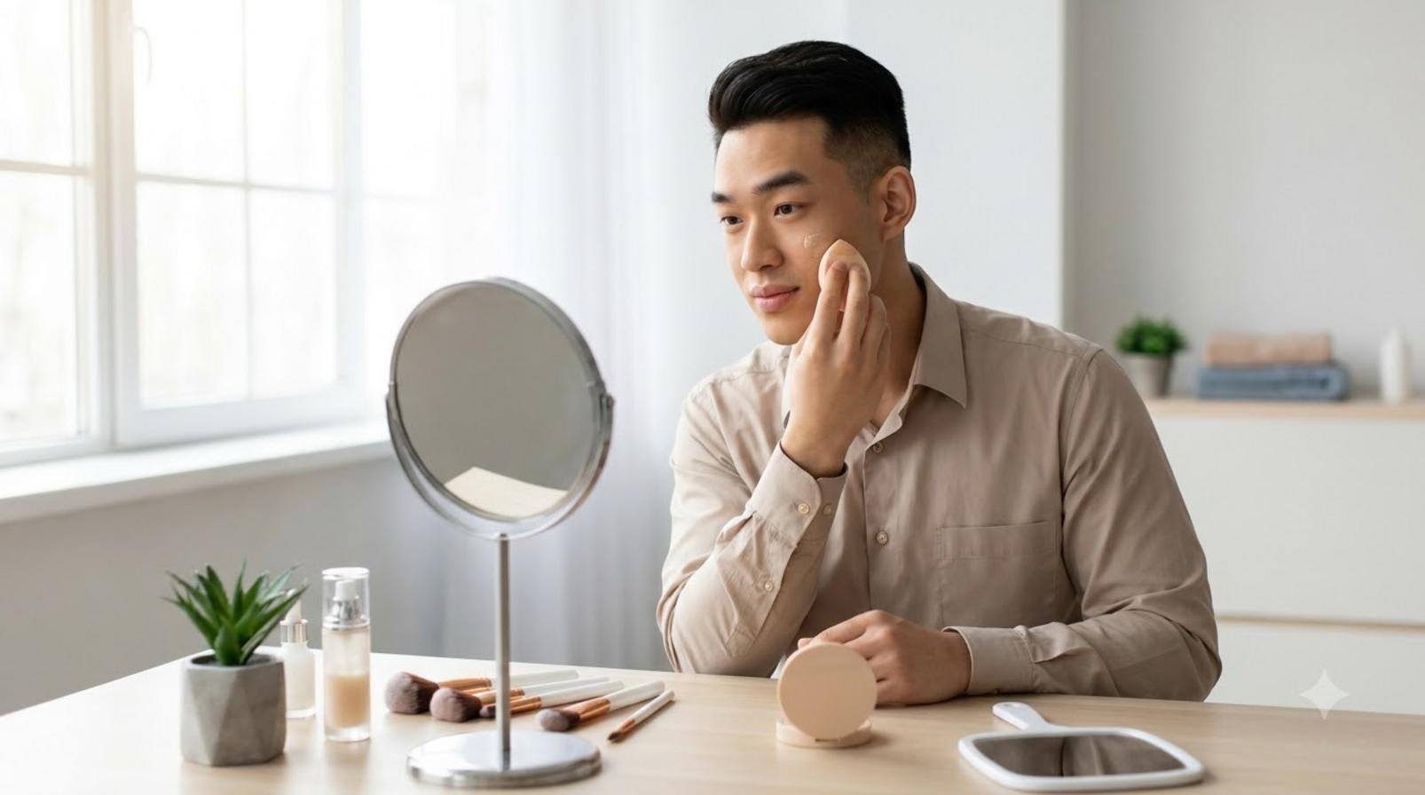 Makeup Nam Tự Nhiên: 8 Bước Nền Mỏng Nhẹ Đi Làm